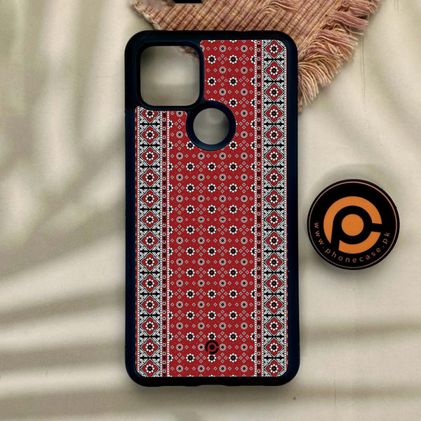 Google Pixel 4a 5G - Ajrak Design 12 - Premium Metal Printed Soft Bumper Shock Proof Case