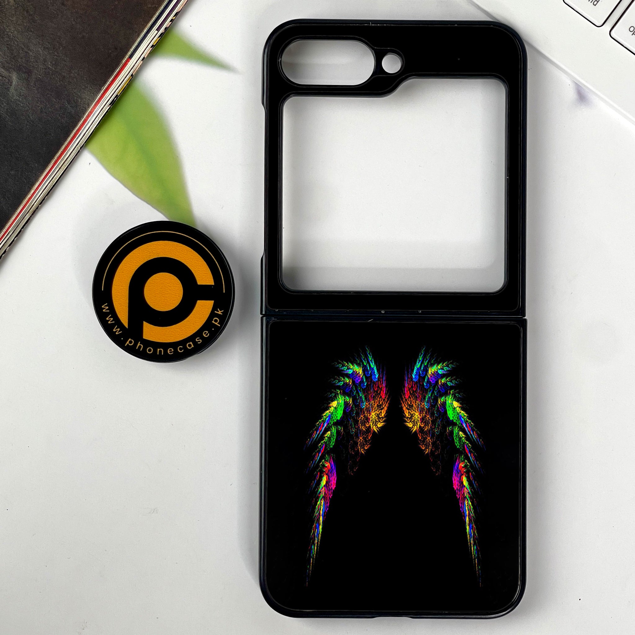 Galaxy Z Flip 6 - Angel Wings Series - Premium Printed Glass soft Bumper shock Proof Case