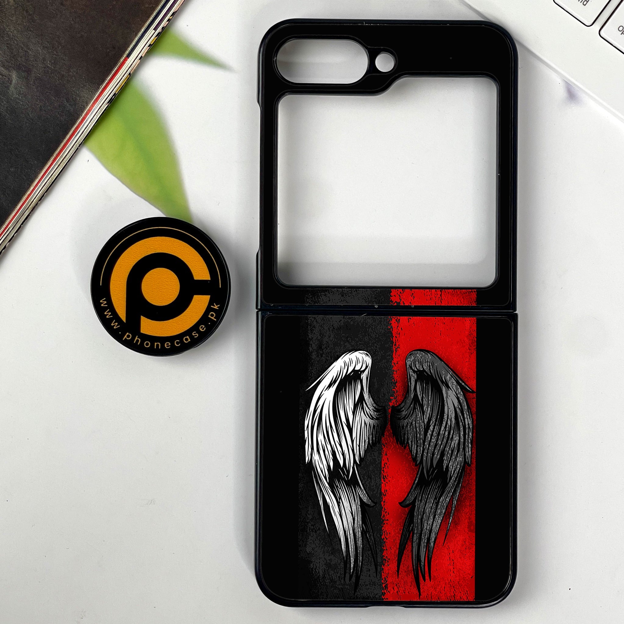Galaxy Z Flip 7 - Angel Wings 2.0 Series - Premium Metal Printed soft Bumper shock Proof Case