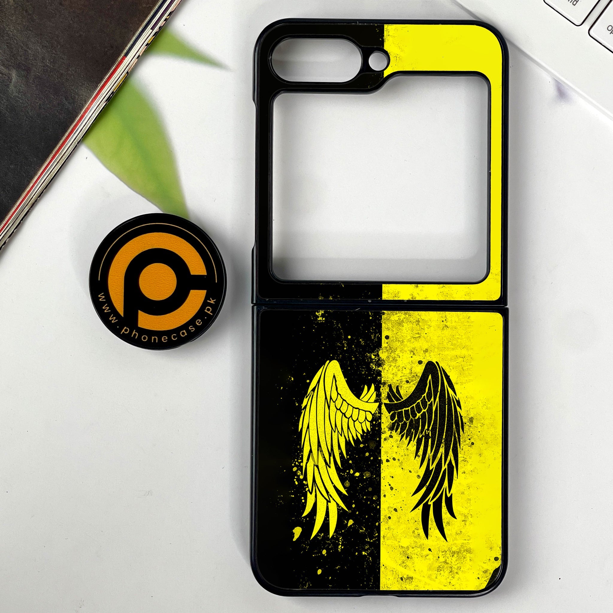 Galaxy Z Flip 7 - Angel Wings 2.0 Series - Premium Metal Printed soft Bumper shock Proof Case