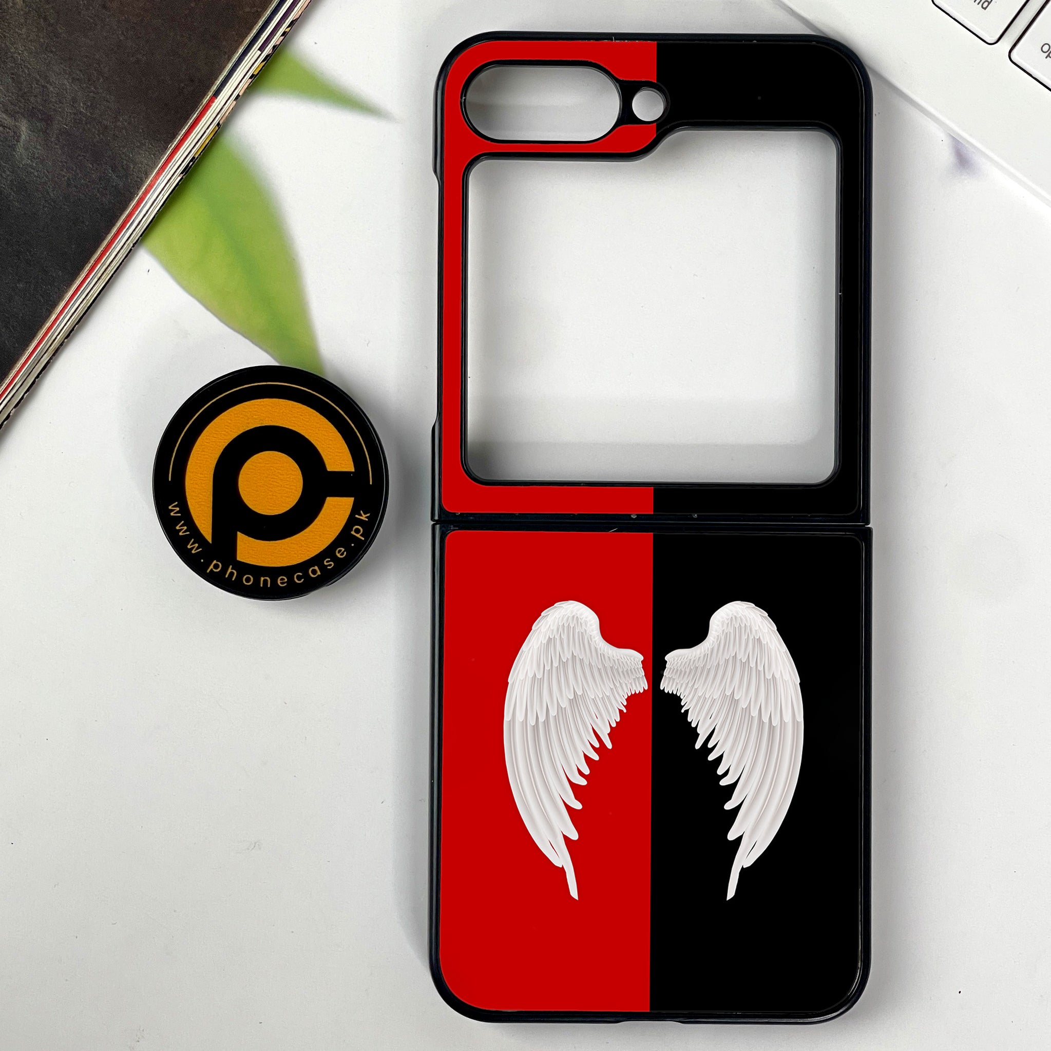 Galaxy Z Flip 6 - Angel Wings 2.0 Series - Premium Printed Glass soft Bumper shock Proof Case