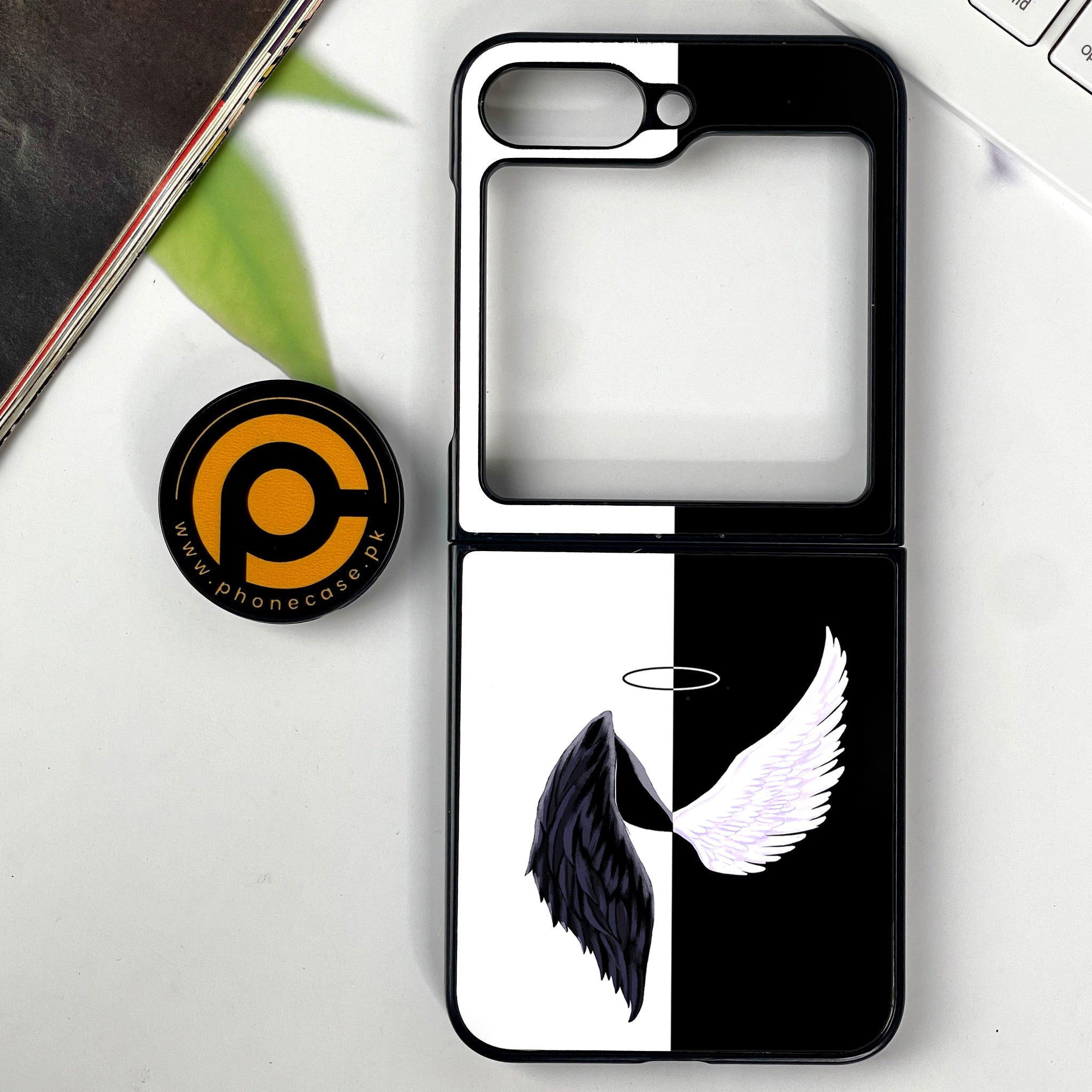 Galaxy Z Flip 7 - Angel Wings 2.0 Series - Premium Metal Printed soft Bumper shock Proof Case