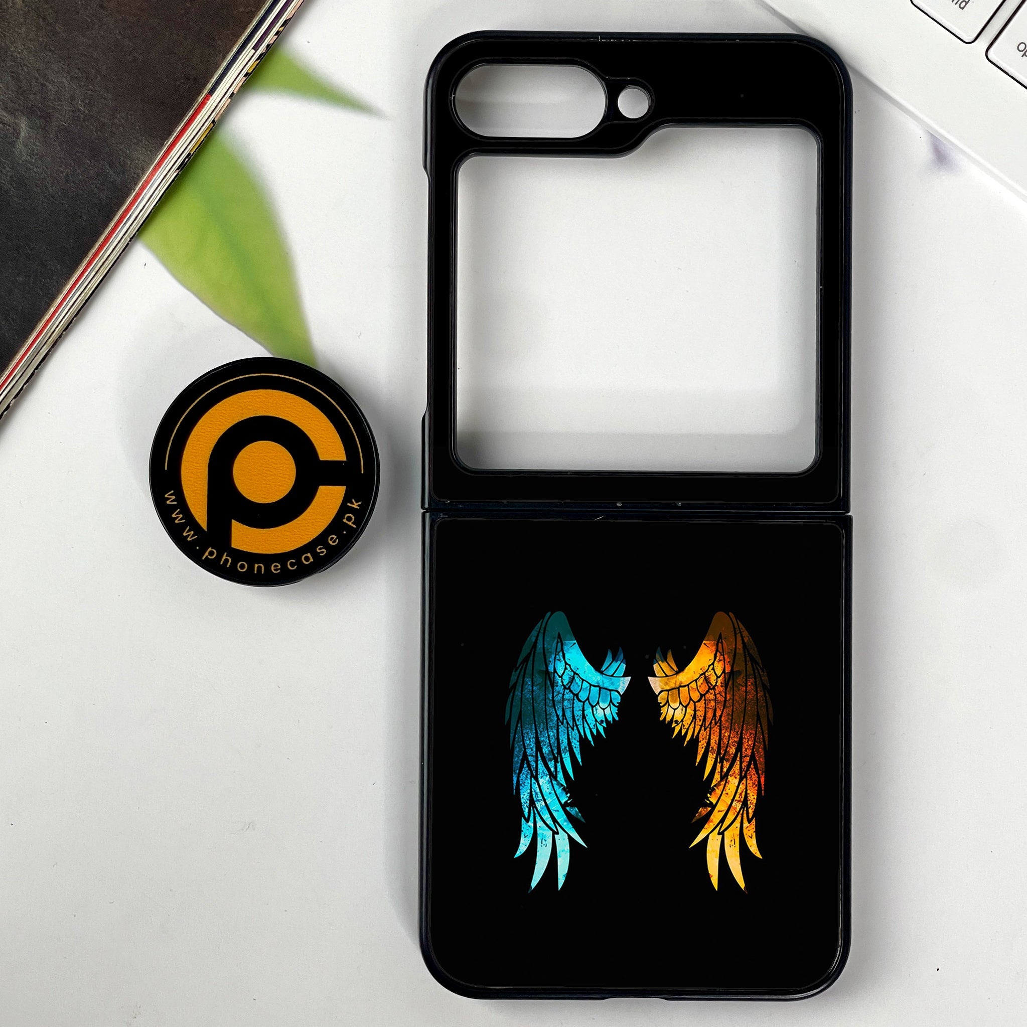 Galaxy Z Flip 7 - Angel Wings 2.0 Series - Premium Metal Printed soft Bumper shock Proof Case