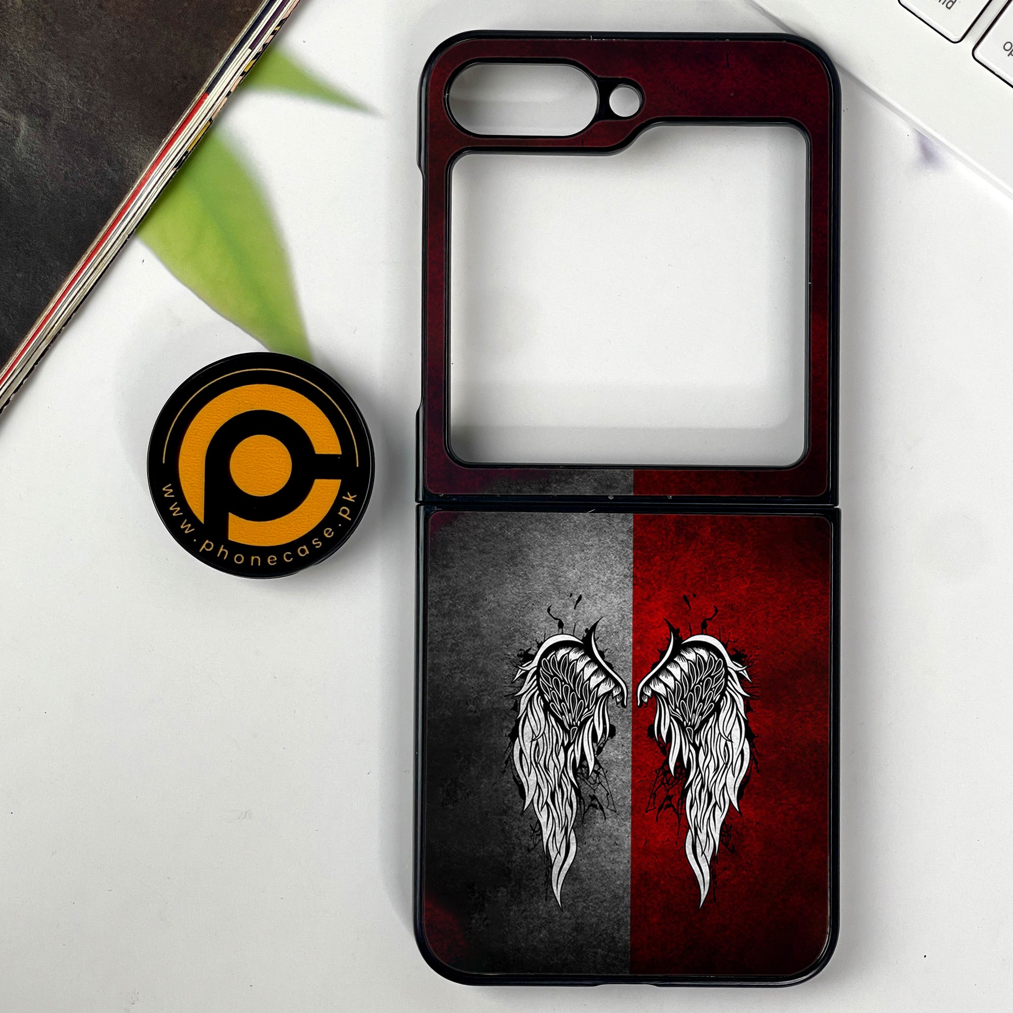 Galaxy Z Flip 6 - Angel Wings Series - Premium Printed Glass soft Bumper shock Proof Case