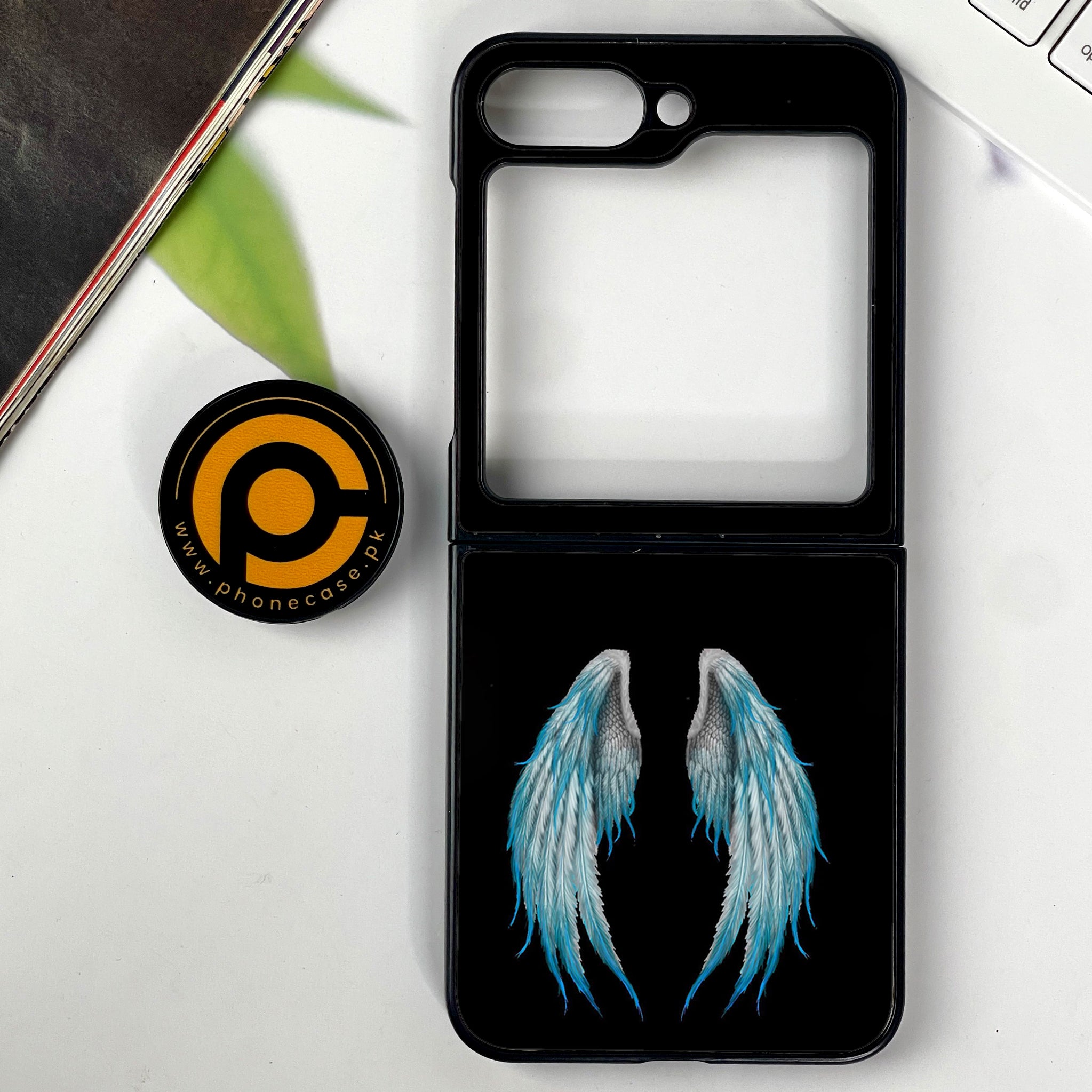 Galaxy Z Flip 6 - Angel Wings Series - Premium Printed Glass soft Bumper shock Proof Case