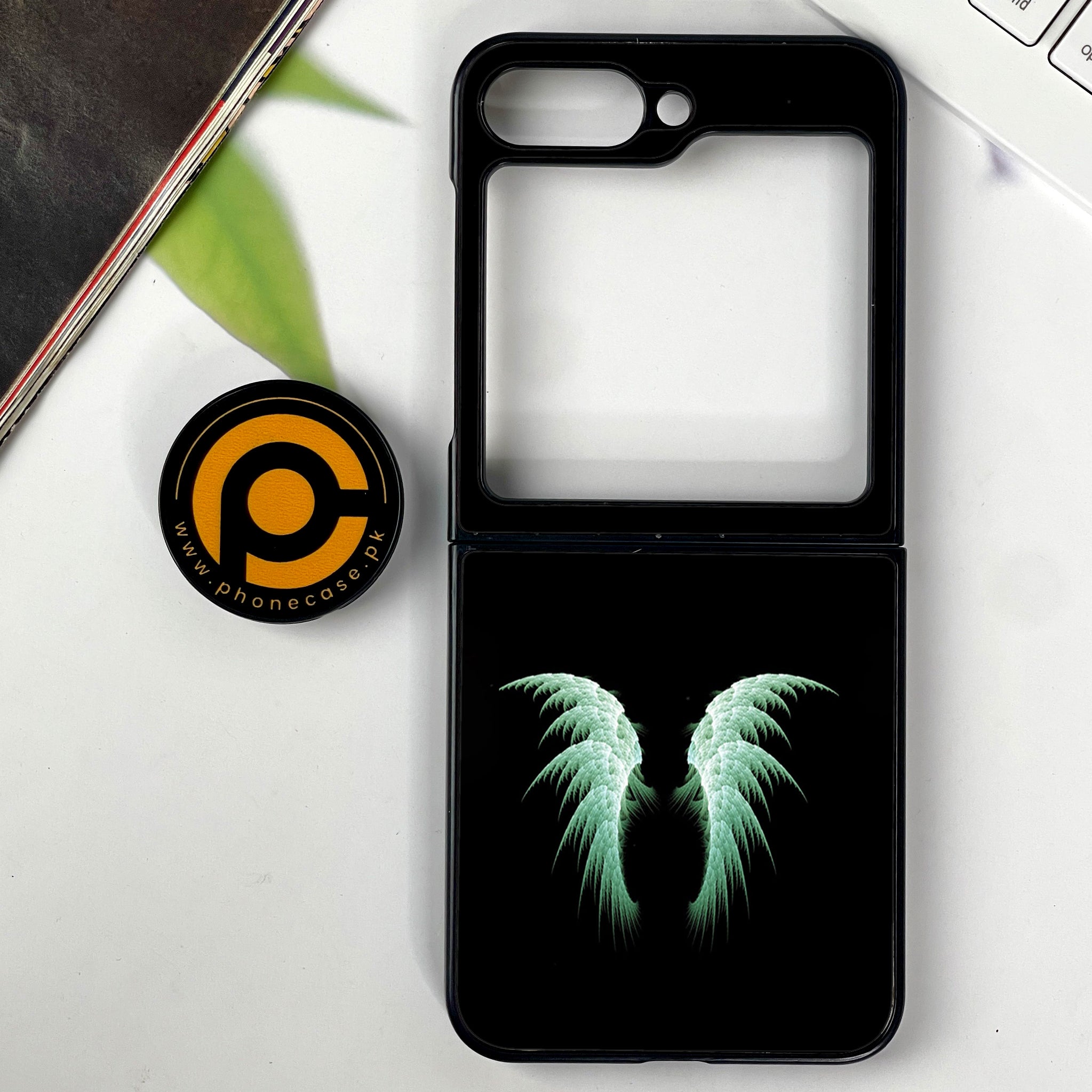 Galaxy Z Flip 6 - Angel Wings Series - Premium Printed Glass soft Bumper shock Proof Case