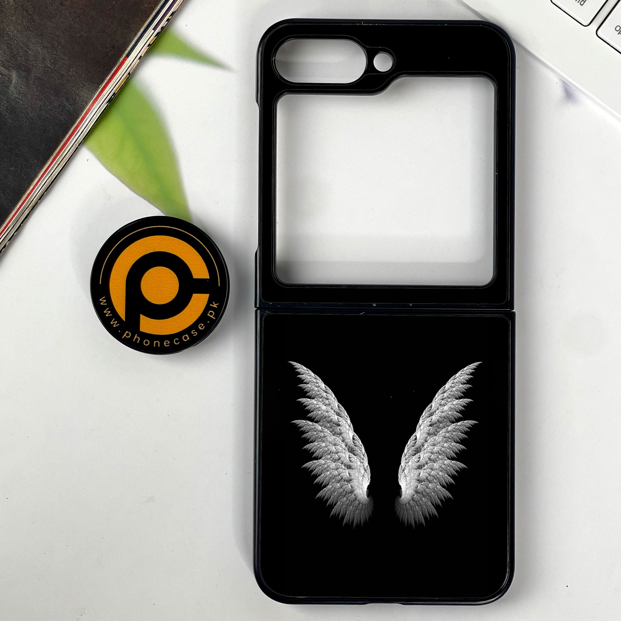 Galaxy Z Flip 6 - Angel Wings Series - Premium Printed Glass soft Bumper shock Proof Case