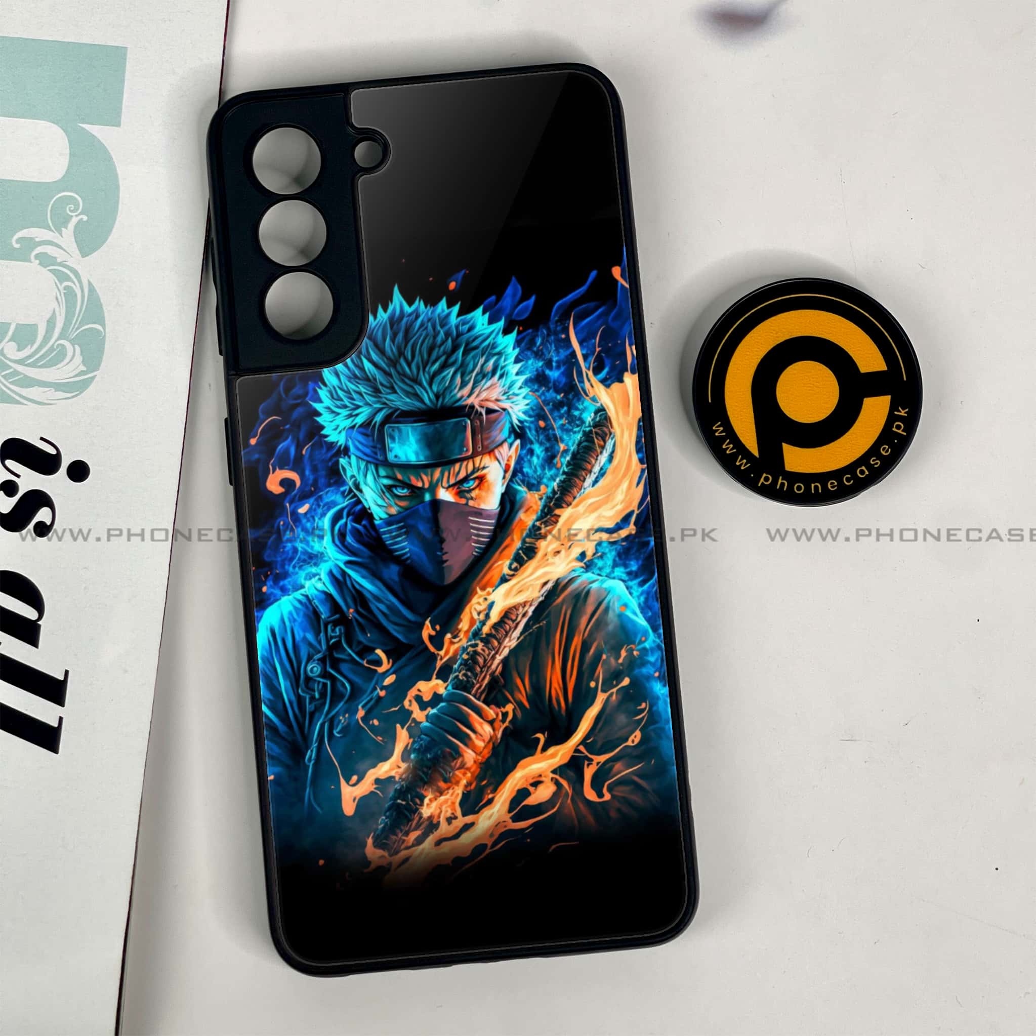 Galaxy S21 Anime Series Printed Glass soft Bumper shock