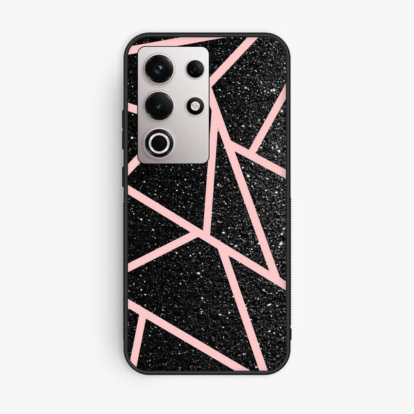 Itel S25 Ultra - Black Sparkle Glitter With Rosegold - Premium Metal Printed Soft Bumper Shock Proof Case