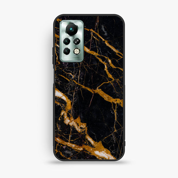 Infinix Note 11 Pro - Golden Black Marble - Premium Metal Printed Soft Bumper Shock Proof Case