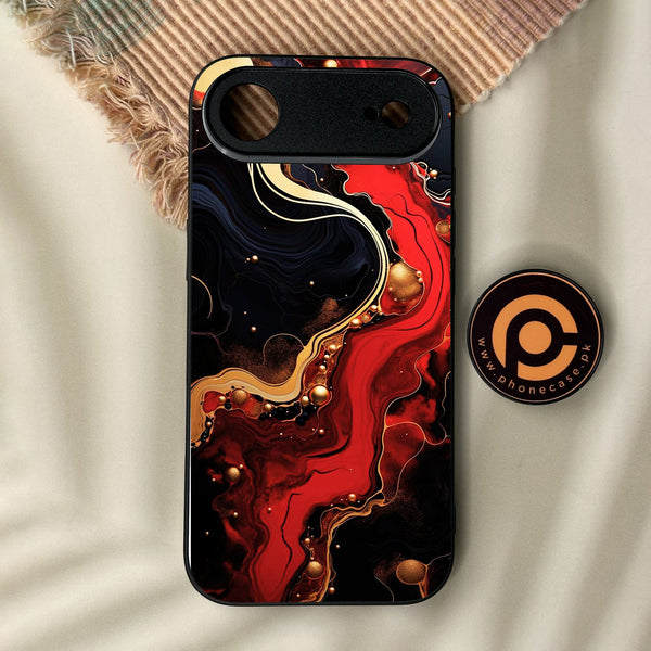 iPhone Air - Red Gold Marble - Premium Metal Printed Soft Bumper Shock Proof Case