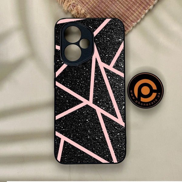 Honor 400 - Black Sparkle Glitter With Rosegold - Premium Metal Printed Soft Bumper Shock Proof Case