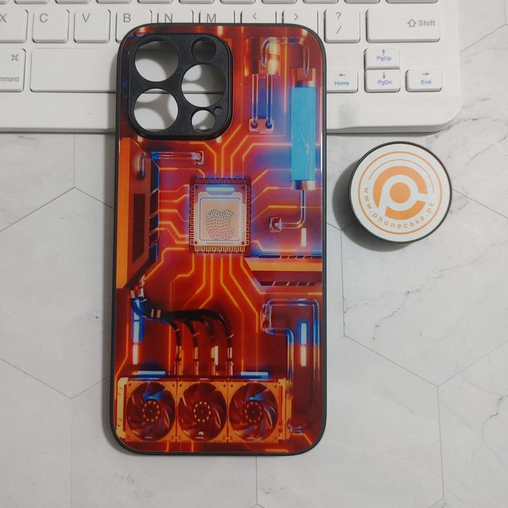 iPhone 14 Pro Max -Circuit Board - Premium Metal Printed soft Bumper shock Proof Case CS-24253