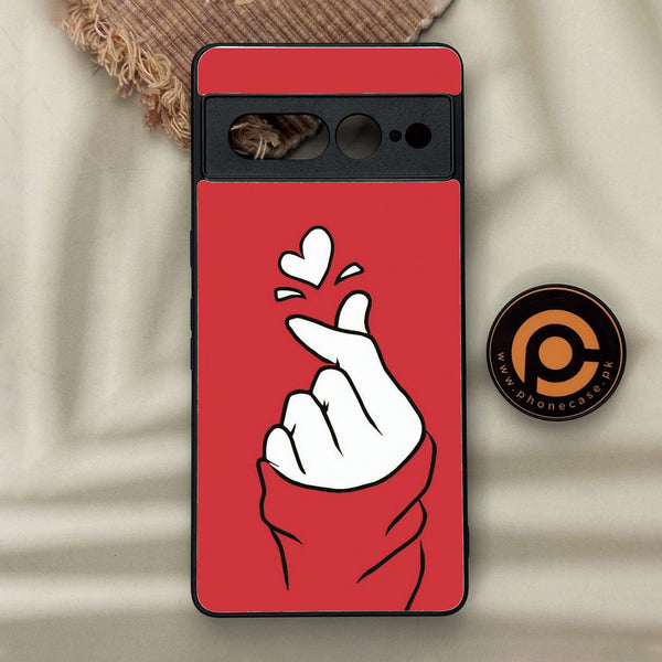Google Pixel 7 Pro - Finger Heart Bts - Premium Metal Printed Soft Bumper Shock Proof Case