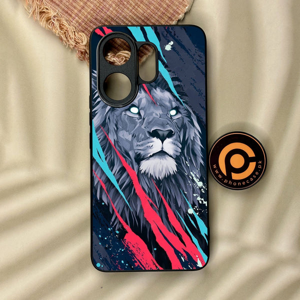 Vivo V60 - Abstract Animated Lion - Premium Metal Printed Soft Bumper Shock Proof Case