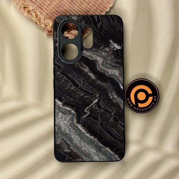 Vivo V60 - Black Marble V 2.0 Design - Premium Metal Printed Soft Bumper Shock Proof Case