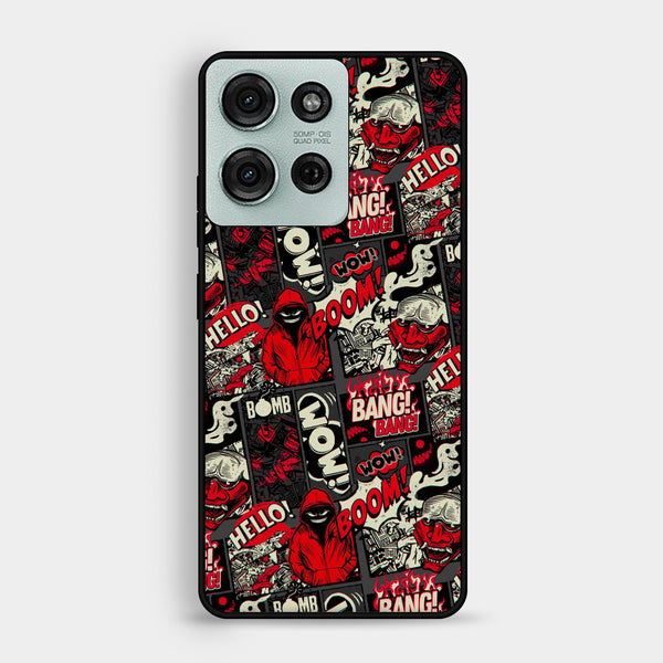Motorola Moto G75 - Boom Red - Premium Metal Printed Soft Bumper Shock Proof Case
