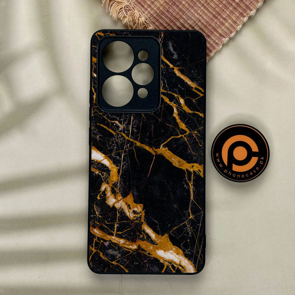 Realme 15 - Golden Black Marble - Premium Metal Printed Soft Bumper Shock Proof Case