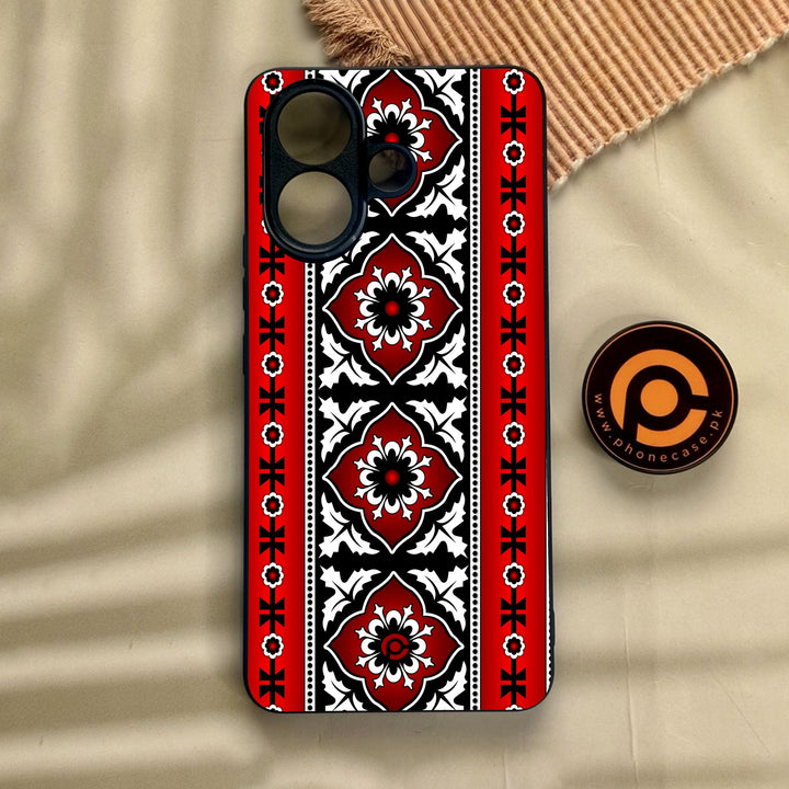 Vivo V60 Lite  - Ajrak Design 1 - Premium Metal Printed Soft Bumper Shock Proof Case
