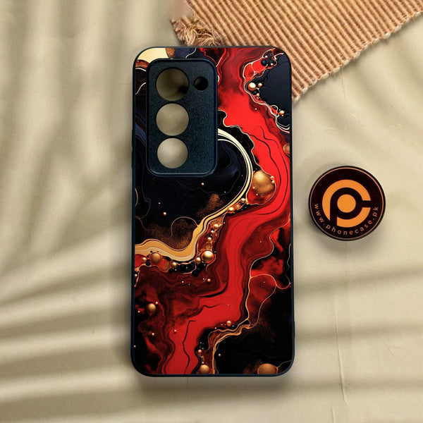 Xiaomi Redmi 15 - Red Gold Marble - Premium Metal Printed Soft Bumper Shock Proof Case