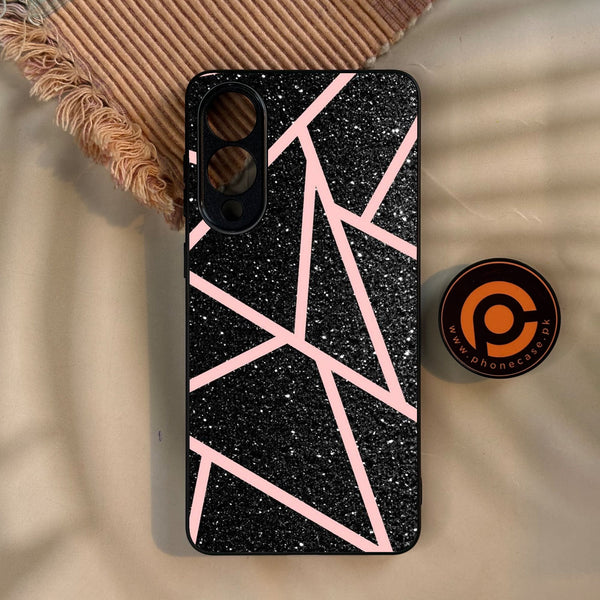 Galaxy S25 Edge - Black Sparkle Glitter With Rosegold - Premium Metal Printed Soft Bumper Shock Proof Case