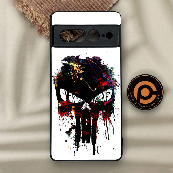 Google Pixel 7 Pro - Punisher Skull Design - Premium Metal Printed Soft Bumper Shock Proof Case