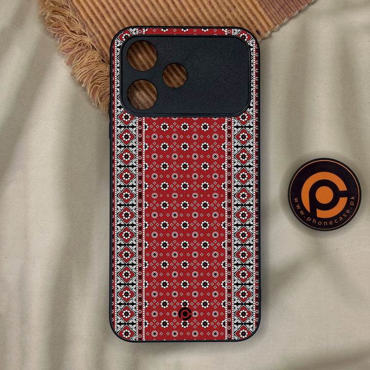 Oppo A6C - Ajrak Design 12 - Premium Metal Printed Soft Bumper Shock Proof Case