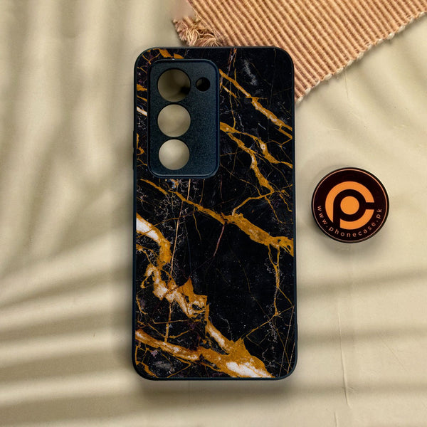 Xiaomi Redmi 15 - Golden Black Marble - Premium Metal Printed Soft Bumper Shock Proof Case