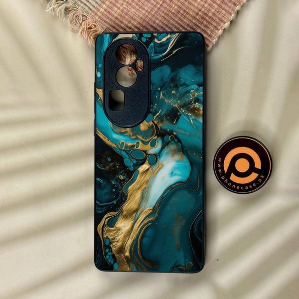 Oppo Reno 10 Pro Plus - Liquid Marble Design 3 - Premium Metal Printed Soft Bumper Shock Proof Case
