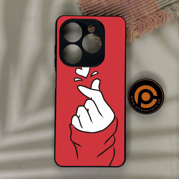 Infinix Smart 10 HD - Finger Heart Bts - Premium Metal Printed Soft Bumper Shock Proof Case