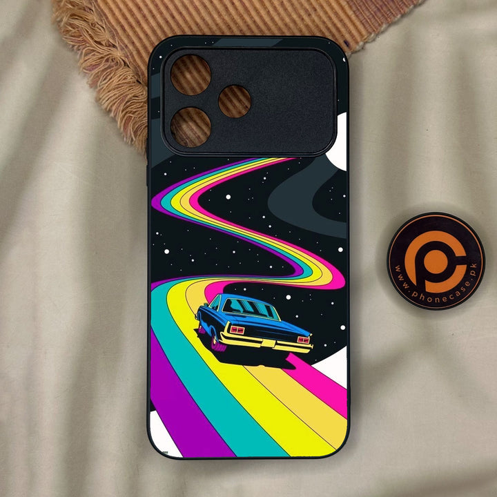 Oppo A6C - Drive To The Moon - Premium Metal Printed Soft Bumper Shock Proof Case