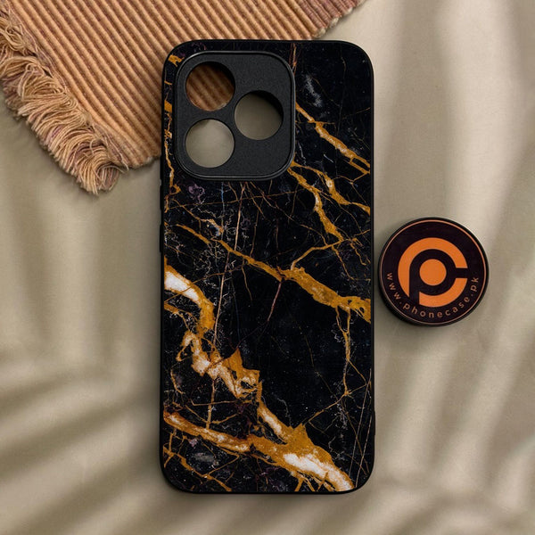 Honor 400 Lite - Golden Black Marble - Premium Metal Printed Soft Bumper Shock Proof Case