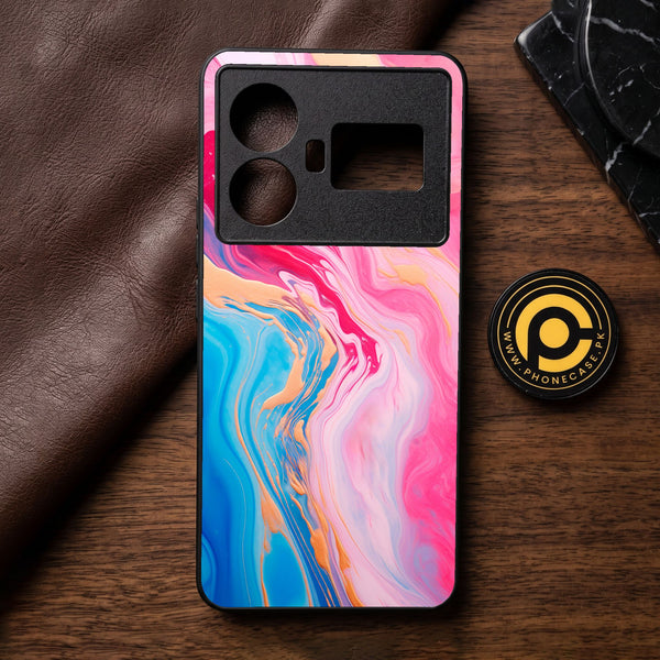 Realme GT 5 - Pink Marble 2.0 Design 3 - Premium Metal Printed Soft Bumper Shock Proof Case