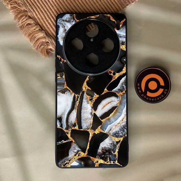 Vivo x100 Pro - Black Marble Design 5 - Premium Metal Printed Soft Bumper Shock Proof Case