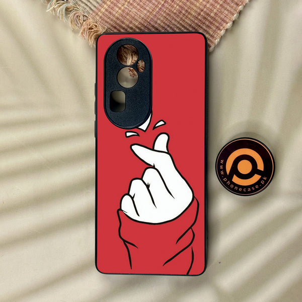Oppo Reno 10 Pro Plus - Finger Heart Bts - Premium Metal Printed Soft Bumper Shock Proof Case