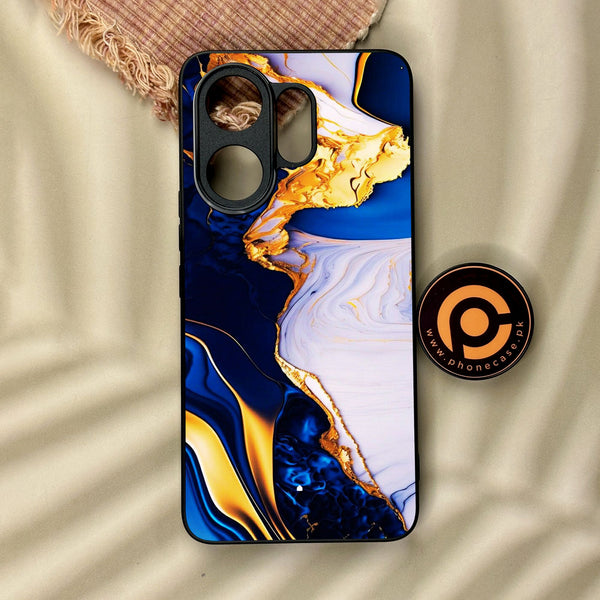 Vivo V60 - Blue Golden Marble - Premium Metal Printed Soft Bumper Shock Proof Case