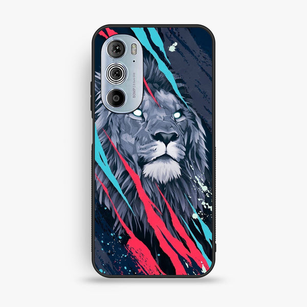 Motorola Edge 30 Pro - Abstract Animated Lion - Premium Metal Printed Soft Bumper Shock Proof Case