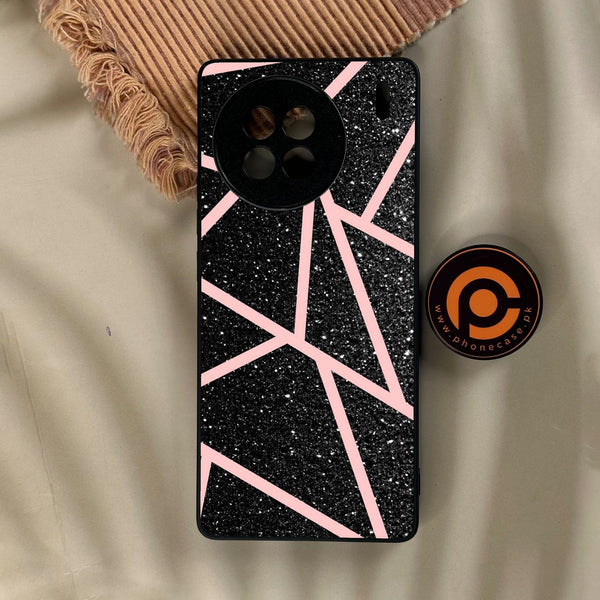 Vivo X90s - Black Sparkle Glitter With Rosegold - Premium Metal Printed Soft Bumper Shock Proof Case