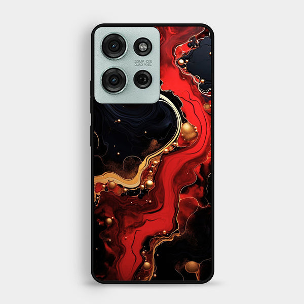 Motorola Moto G75 - Red Gold Marble - Premium Metal Printed Soft Bumper Shock Proof Case
