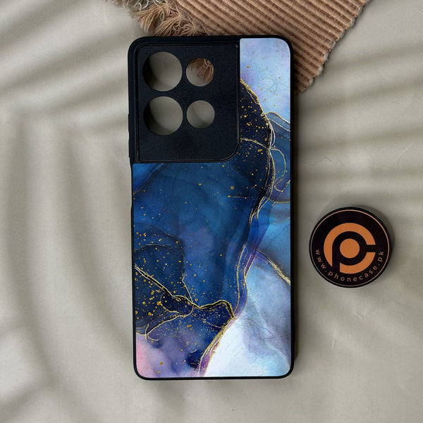 Motorola Moto G75 - Blue Marble Design 7 - Premium Metal Printed Soft Bumper Shock Proof Case