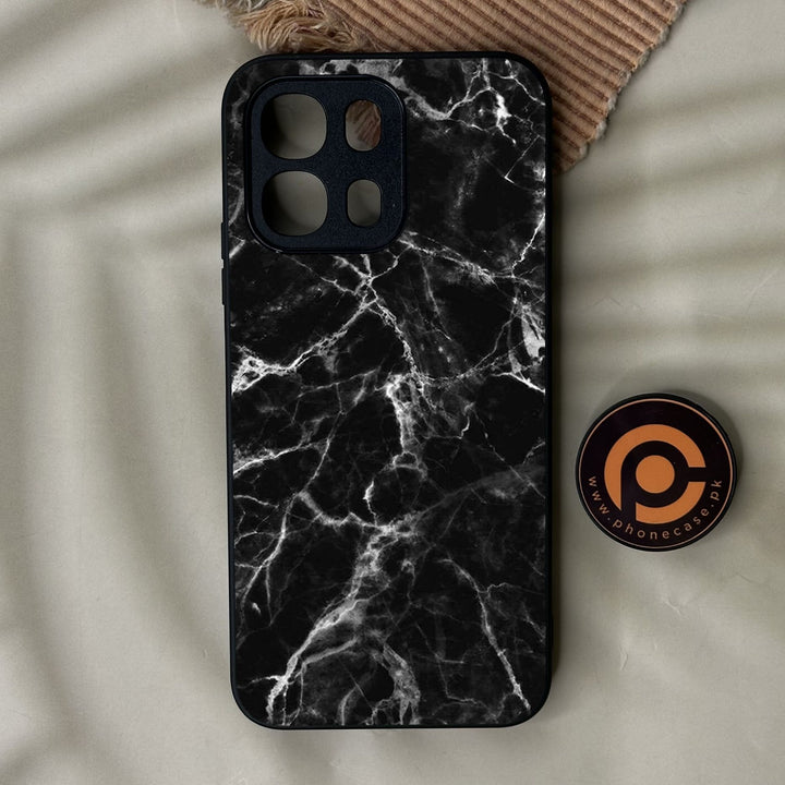 Oppo A6K - Black Marble Design 4 - Premium Metal Printed Soft Bumper Shock Proof Case