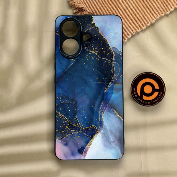Vivo V60 Lite  - Blue Marble Design 7 - Premium Metal Printed Soft Bumper Shock Proof Case