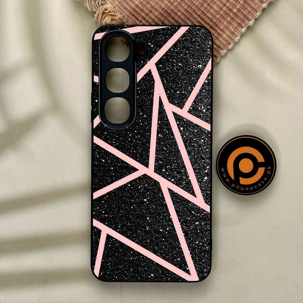 Vivo Y21d - Black Sparkle Glitter With Rosegold - Premium Metal Printed Soft Bumper Shock Proof Case