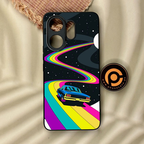 Vivo V60 - Drive To The Moon - Premium Metal Printed Soft Bumper Shock Proof Case