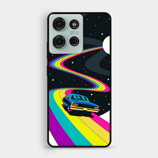 Motorola Moto G75 - Drive To The Moon - Premium Metal Printed Soft Bumper Shock Proof Case