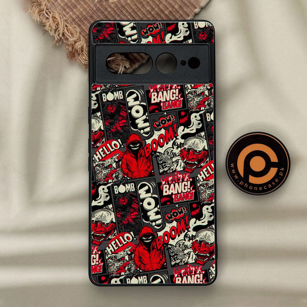 Google Pixel 7 Pro - Boom Red - Premium Metal Printed Soft Bumper Shock Proof Case