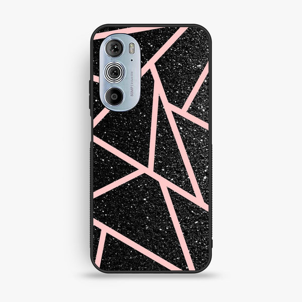 Motorola Edge 30 Pro - Black Sparkle Glitter With Rosegold - Premium Metal Printed Soft Bumper Shock Proof Case