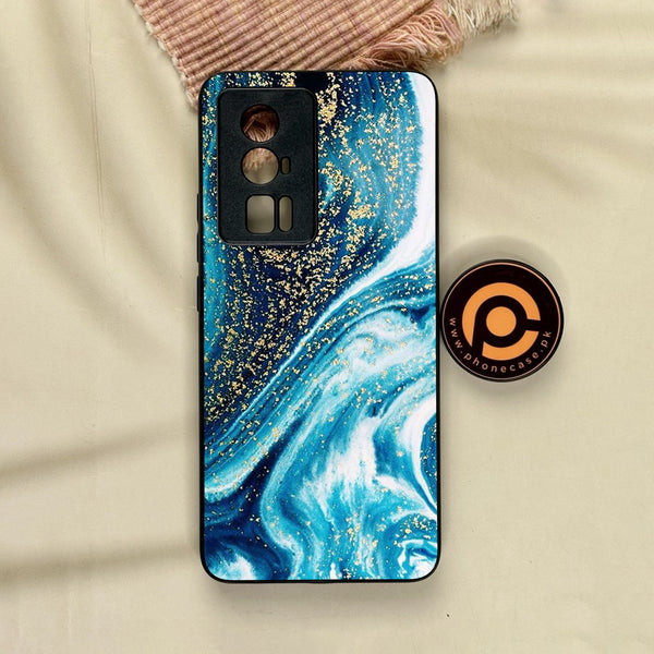 Xiaomi Redmi K60 Pro - Blue Marble Design 5 - Premium Metal Printed Soft Bumper Shock Proof Case