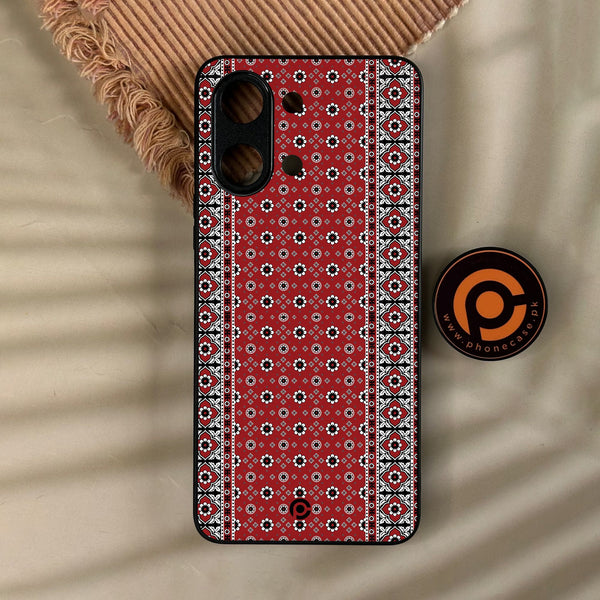 Vivo Y05 - Ajrak Design 12 - Premium Metal Printed Soft Bumper Shock Proof Case