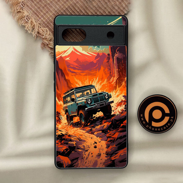 Google Pixel 6a - Jeep Offroad - Premium Metal Printed Soft Bumper Shock Proof Case